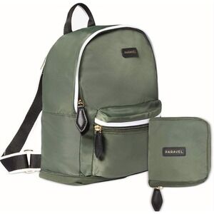Paravel Fold-Up Backpack Dark Green Packable Recycled Nylon Travel Bag